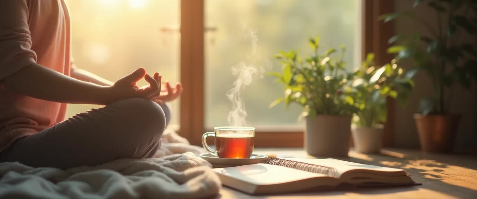 Person creating self-awareness during everyday activities like cooking