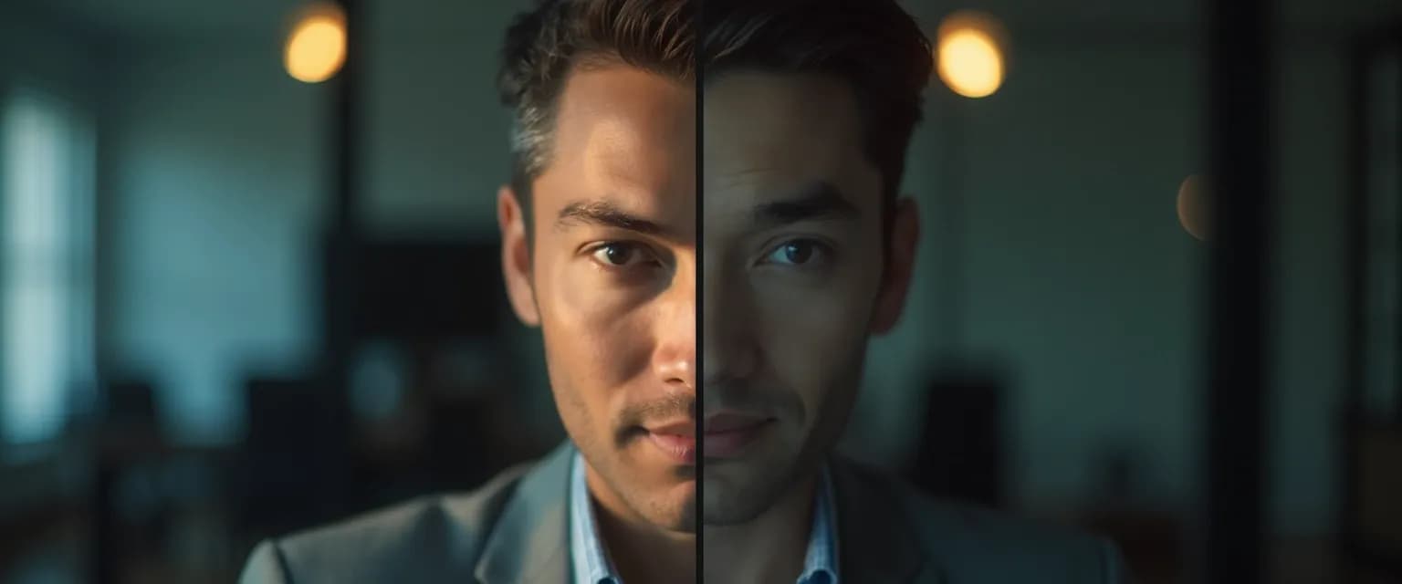 Business leader practicing self-awareness in leadership meeting with team