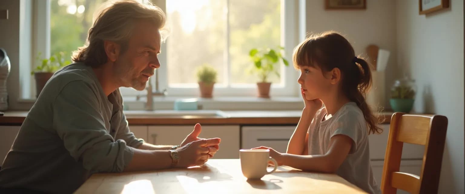 Parent demonstrating self-awareness and ethical awareness while mediating a conflict between siblings