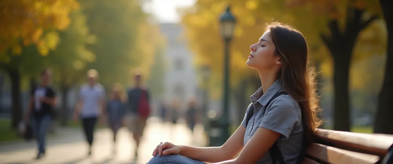 Student performing quick self-awareness assessment between classes