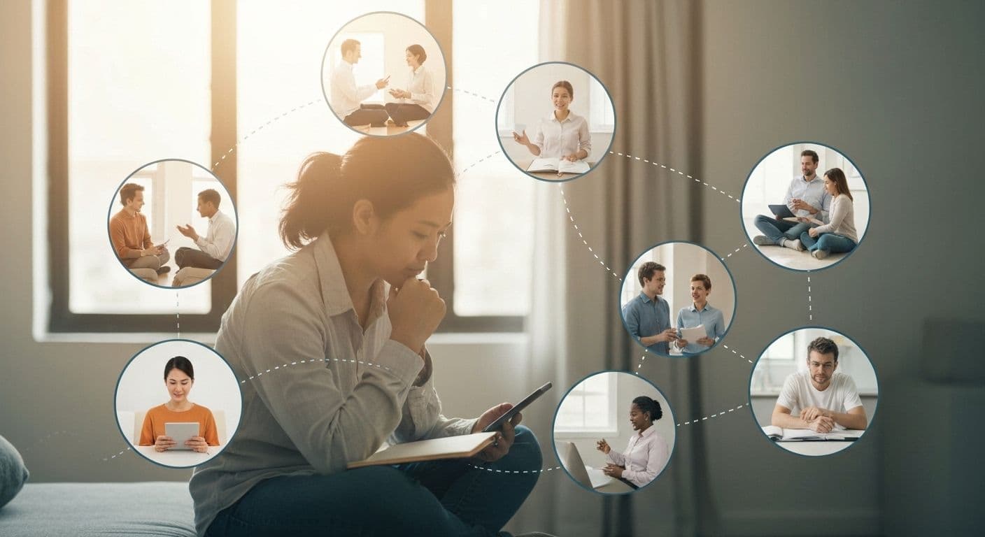 Person using phone to access BPD breakup Reddit support while building comprehensive recovery toolkit