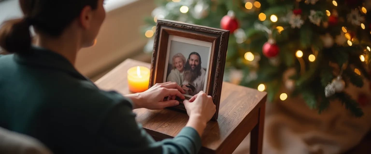 Person creating new holiday traditions while grieving a spouse