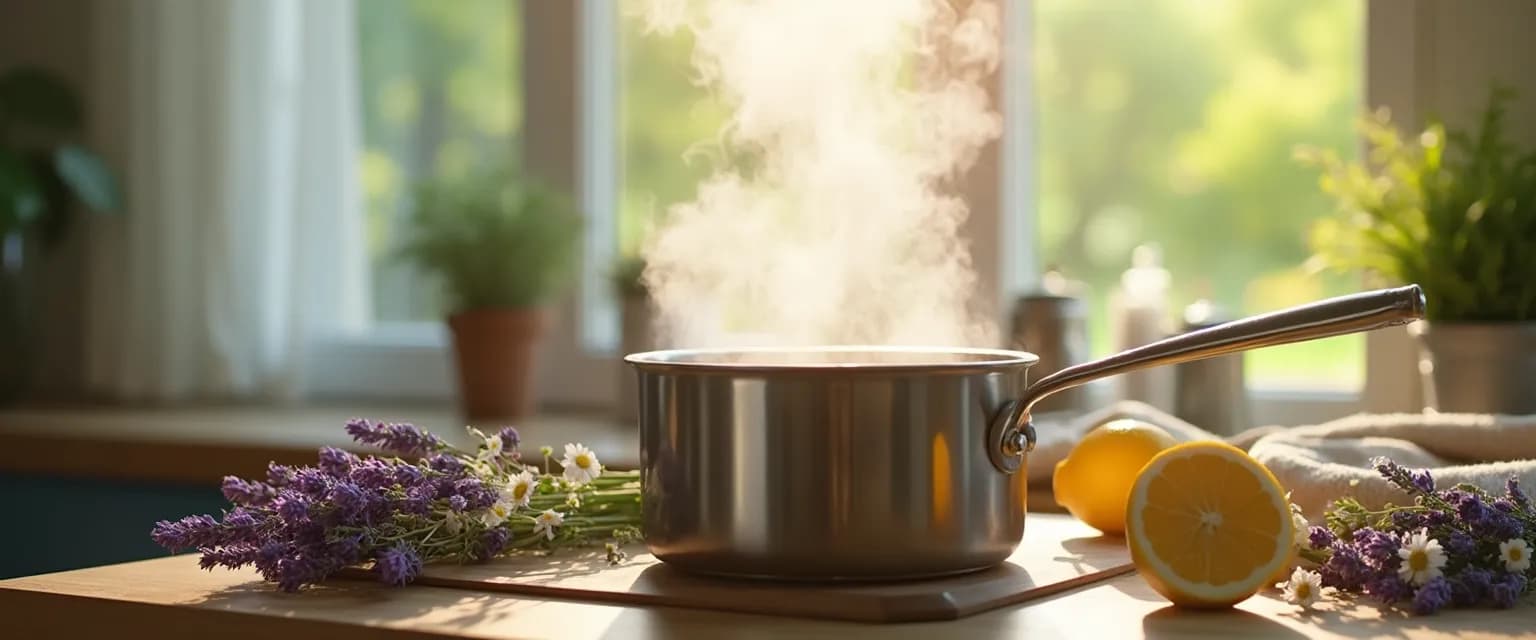 Person cooking with calming herbs to soothe anxious mind through culinary aromatherapy