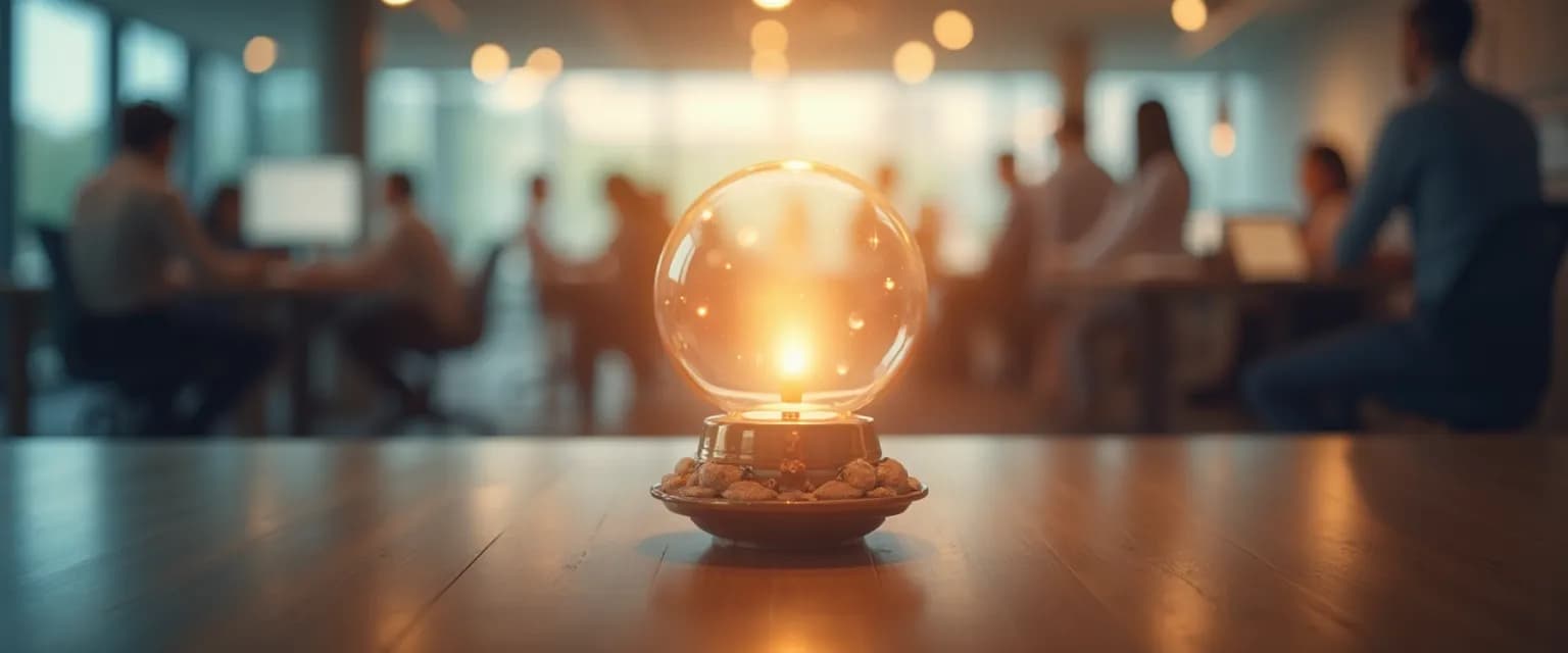 Person using a mindfulness bell to maintain focus in a busy office environment