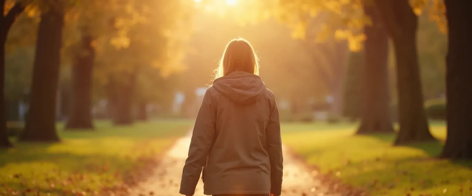 Parent practicing mindful walking in a school parking lot between busy school runs