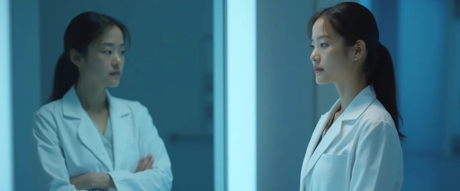 Healthcare professional practicing self-awareness techniques during patient care