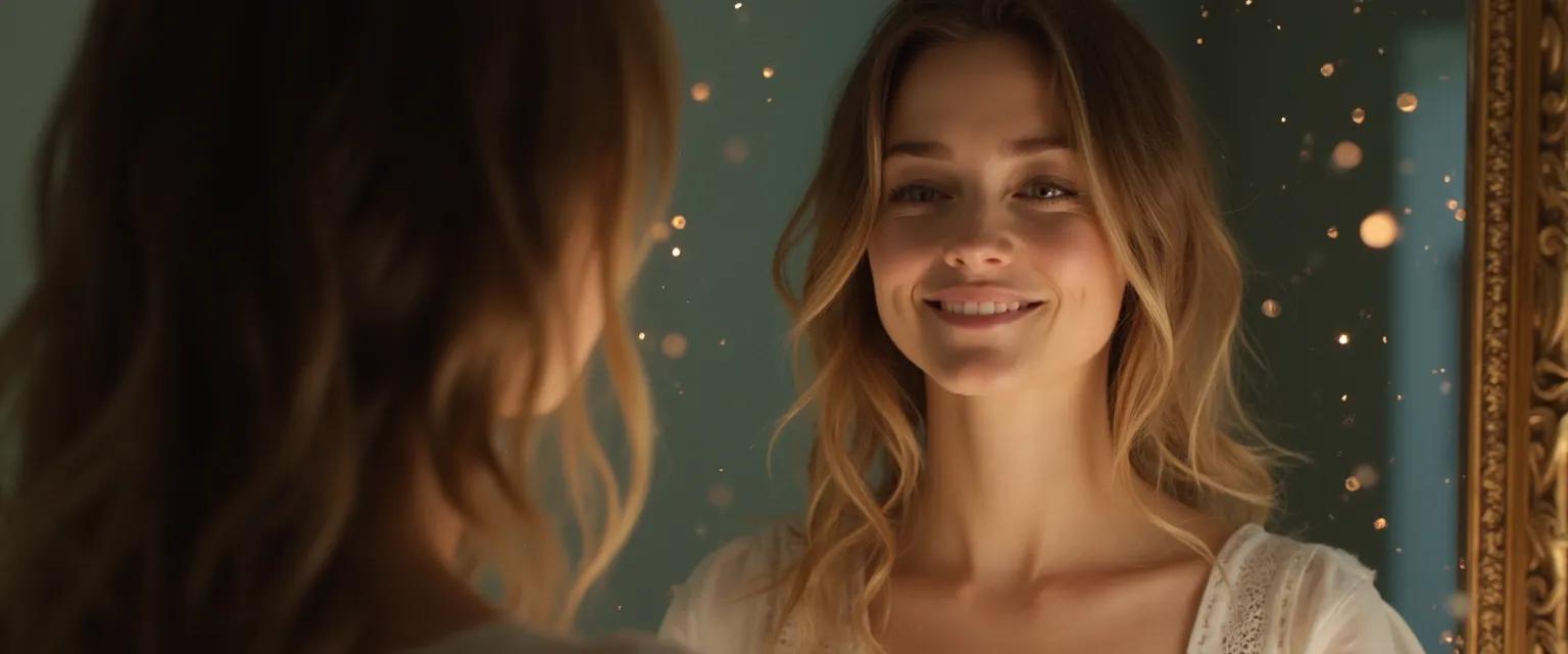 Person practicing mirror work exercises for identity and self-awareness development