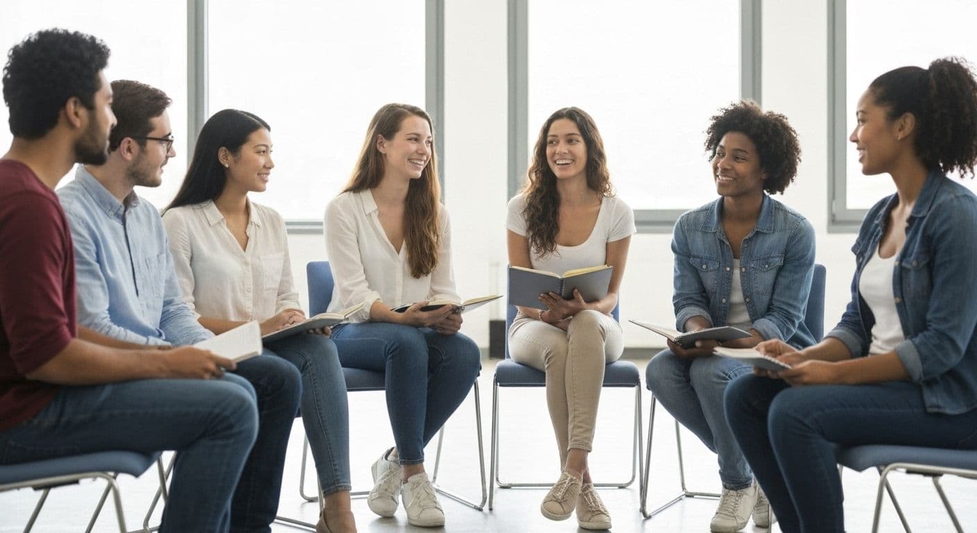 Students collaborating and sharing constructive peer feedback to build self awareness examples for students in classroom setting