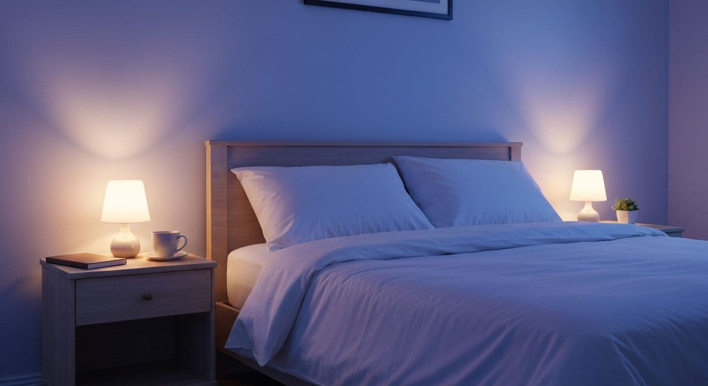 Person peacefully sleeping in calm bedroom environment while overcoming a breakup and restoring healthy sleep patterns