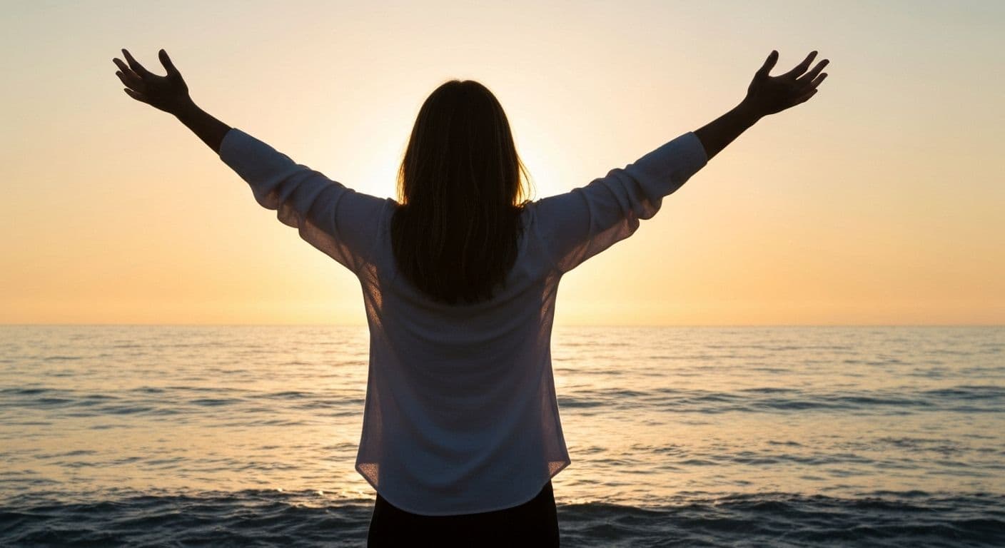 Person peacefully reflecting in nature, representing holistic approaches to healing after heartbreak