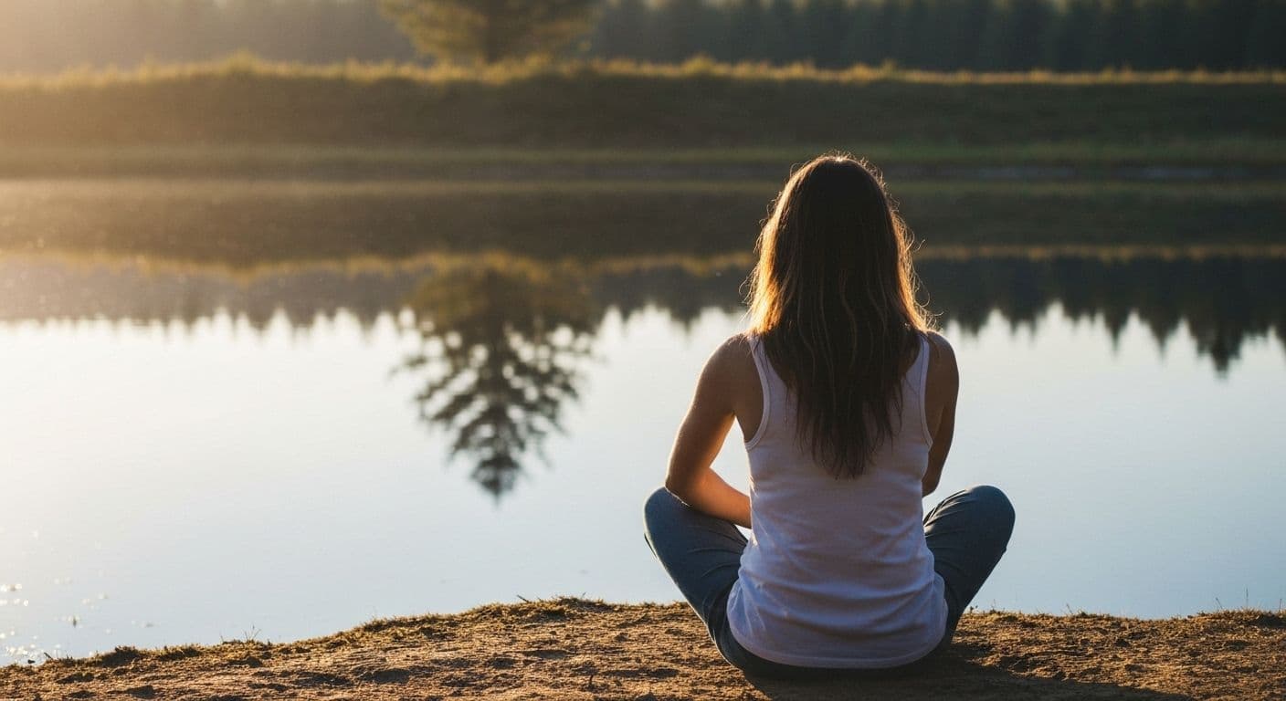 Person practicing self-awareness and self-love through mindful reflection
