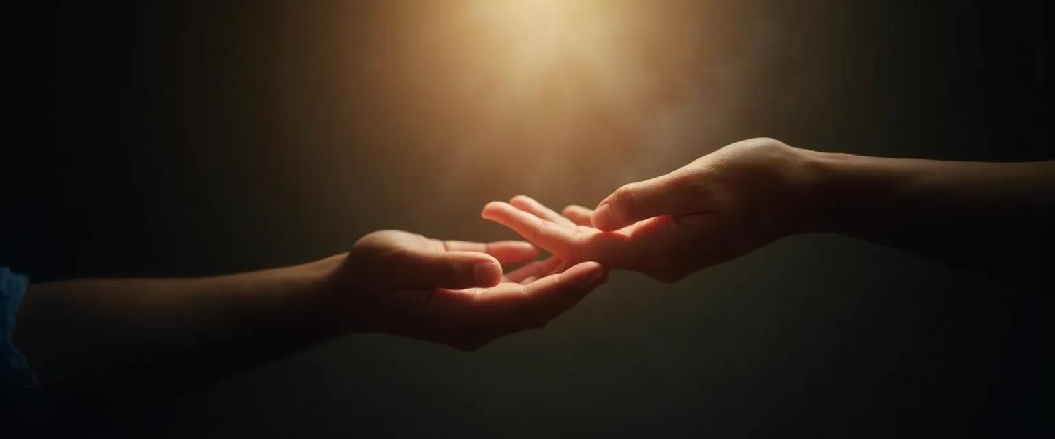 Person supportively sitting with loved one experiencing a disturbed mind