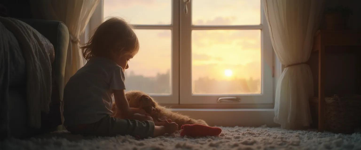 Parent supporting child through the 5 stages of grief after pet loss