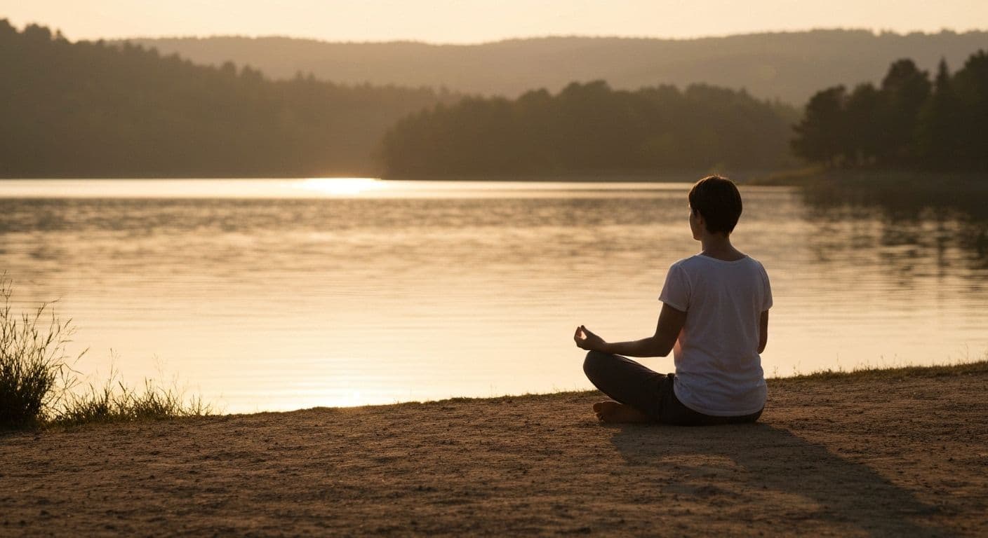 Person practicing mindful self-awareness in personal development through simple daily reflection