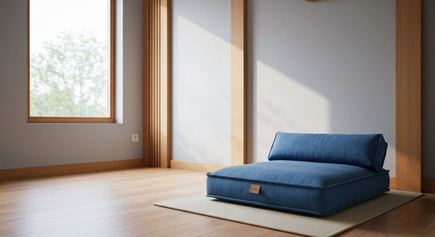 Person practicing meditation and grief management in a comfortable, non-traditional space showing that meditation doesn't require perfection