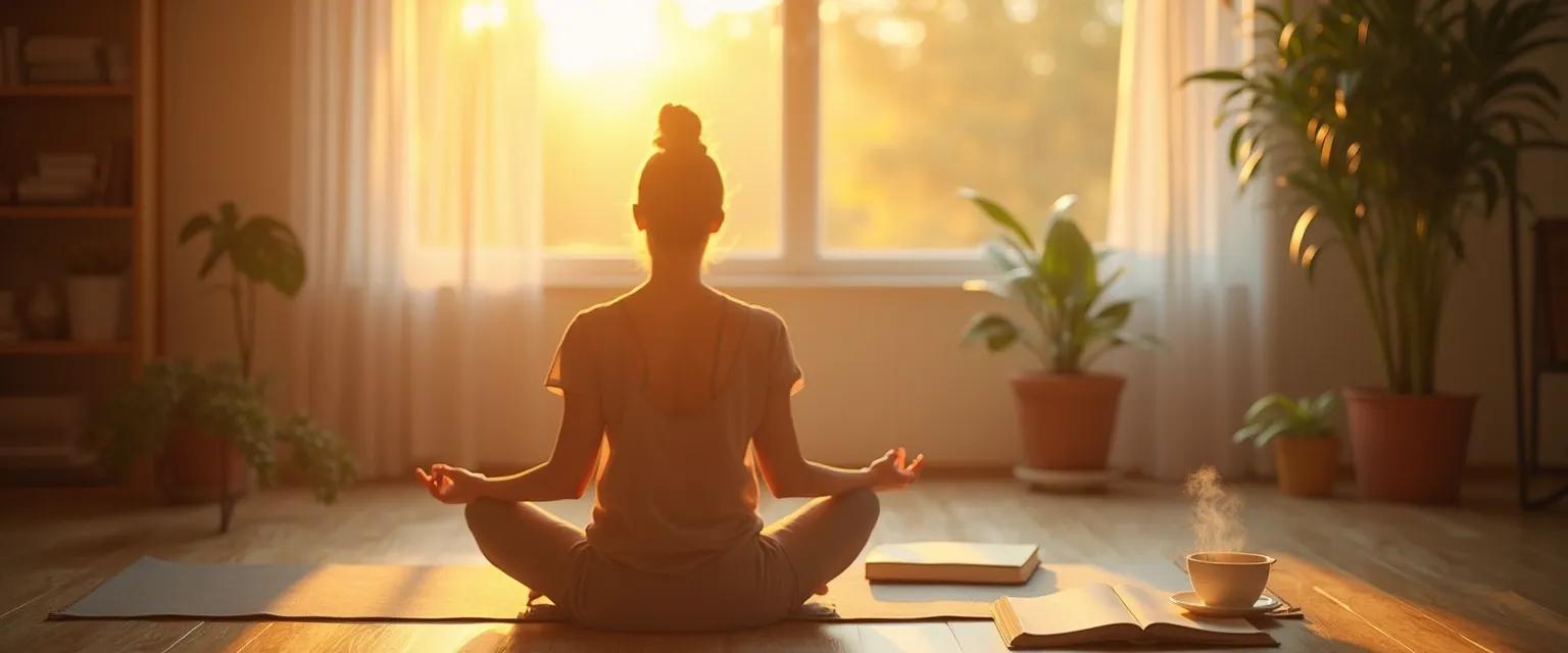 Person practicing morning rituals for a good state of mind