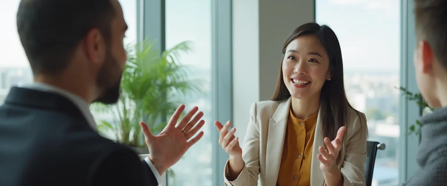 Professional using emotional intelligence in communication skills to read nonverbal cues in meeting