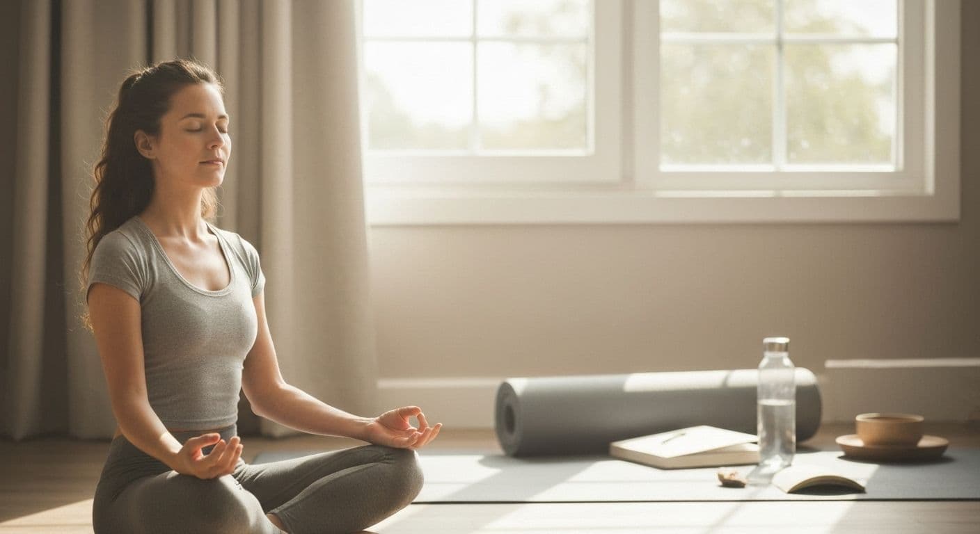 Person practicing self-awareness meditation while building new habits with mindful intention