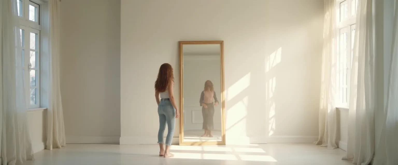 Person practicing daily mirror moments for self awareness and identity development
