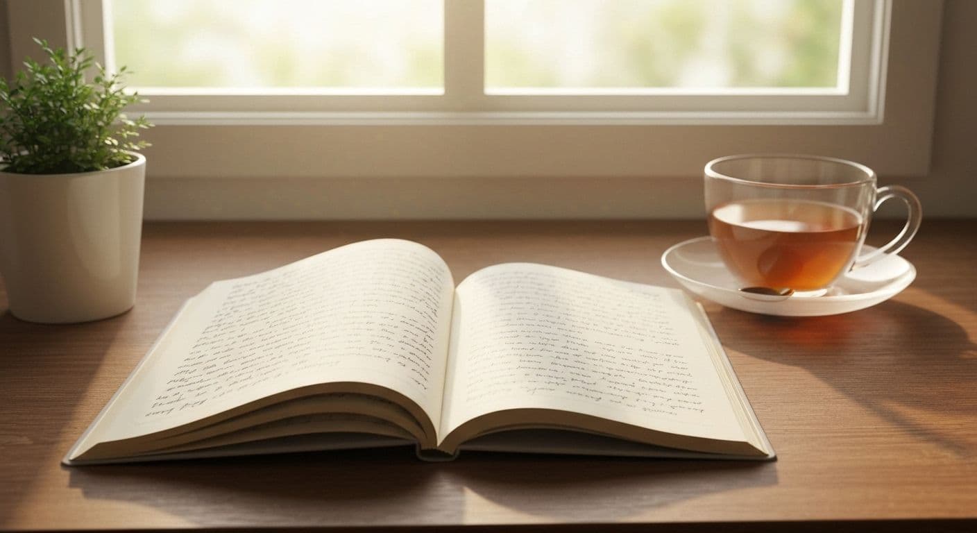 Person reflecting on breakup journal entries showing emotional growth over 90 days