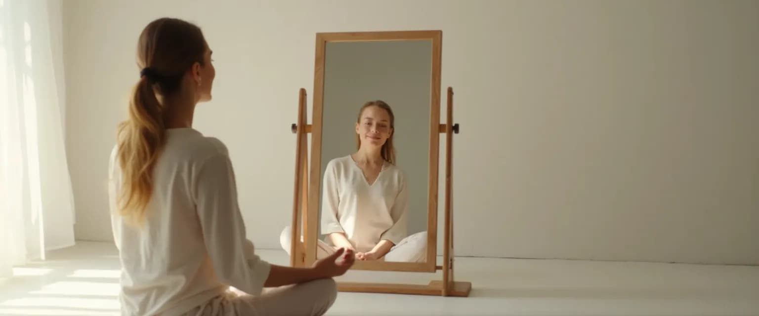 Person practicing self awareness 101 techniques with a calm, reflective expression