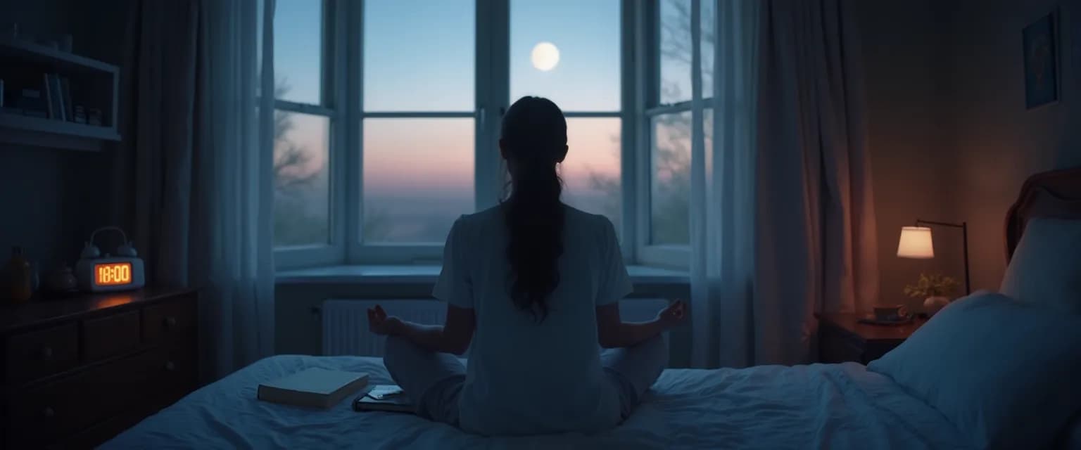 Woman practicing natural circadian rhythm reset techniques to reduce anxiety symptoms