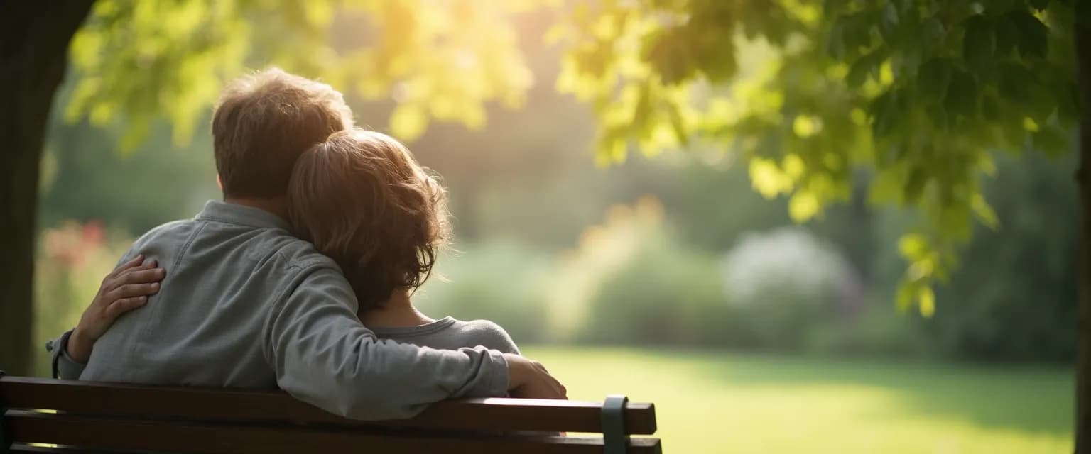 Person comforting someone who loses a loved one with supportive words and presence