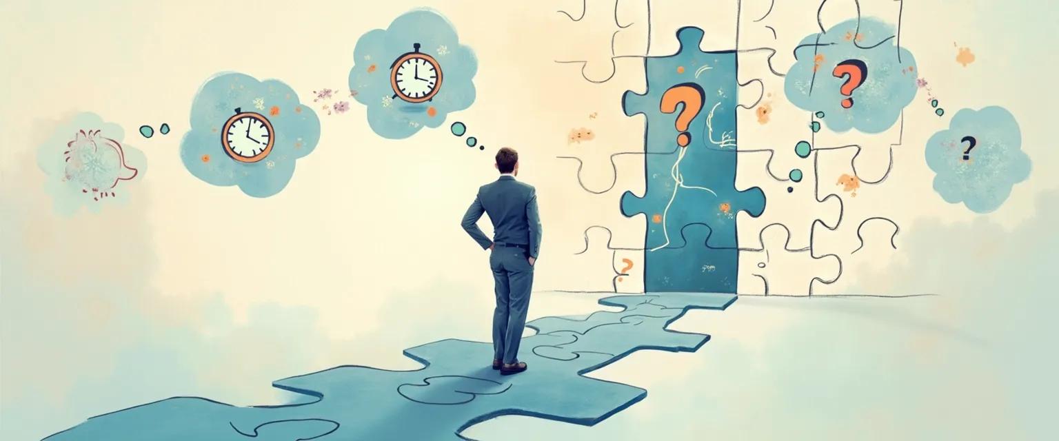 Person overcoming procrastination during cognitive challenges by breaking down complex tasks