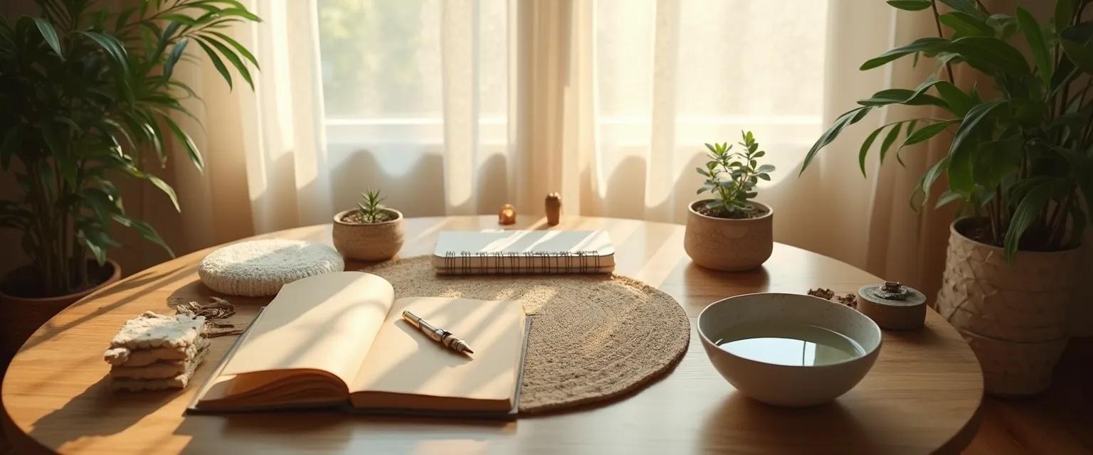 Person practicing unexpected mind healing ritual with household items for emotional wellness