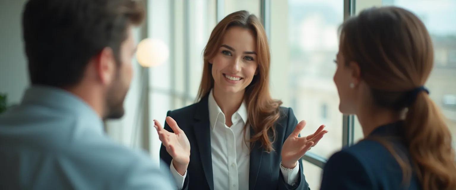 Managers using emotional intelligence to resolve team conflicts in a productive meeting