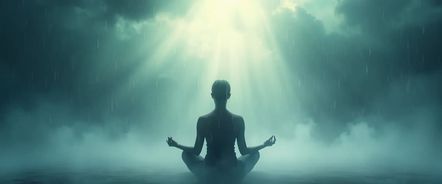 Woman practicing Jon Kabat-Zinn's mindfulness RAIN technique for anxiety relief