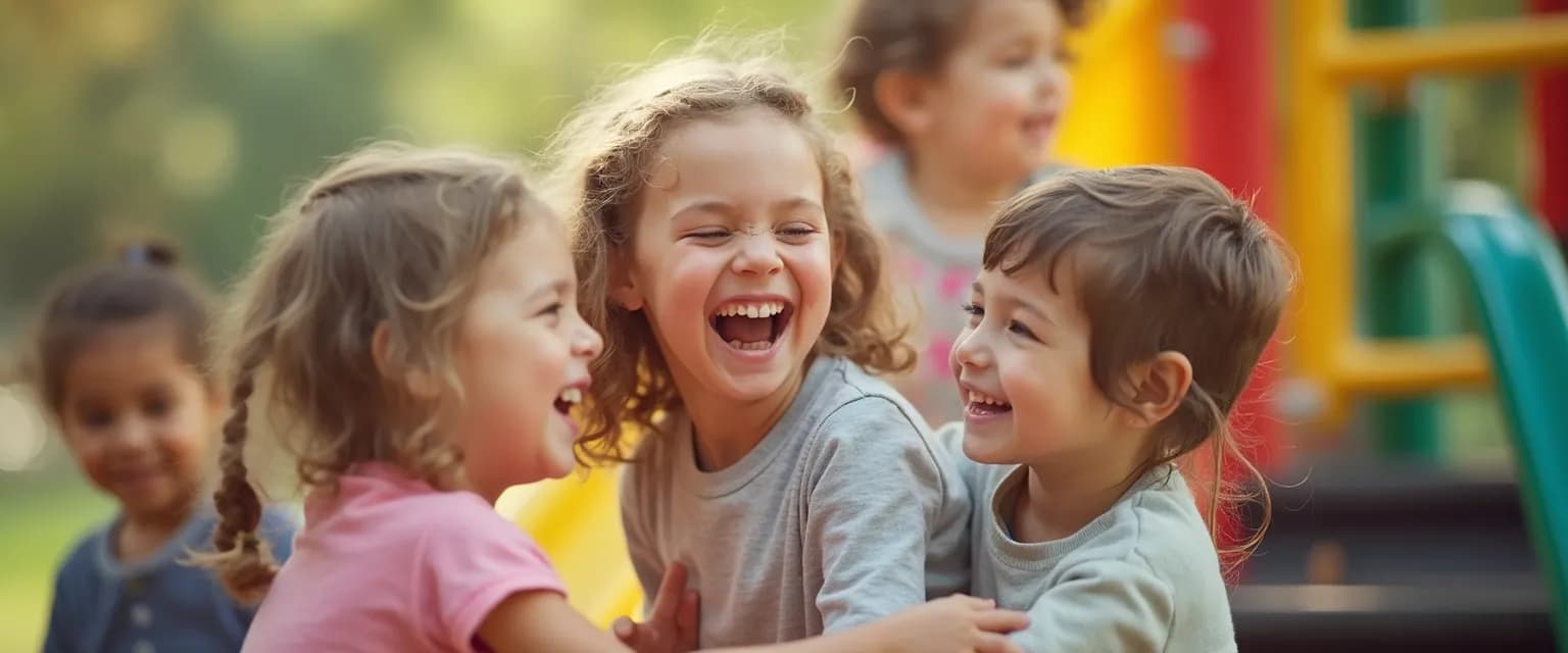 Children playing games that are fostering emotional intelligence on a playground