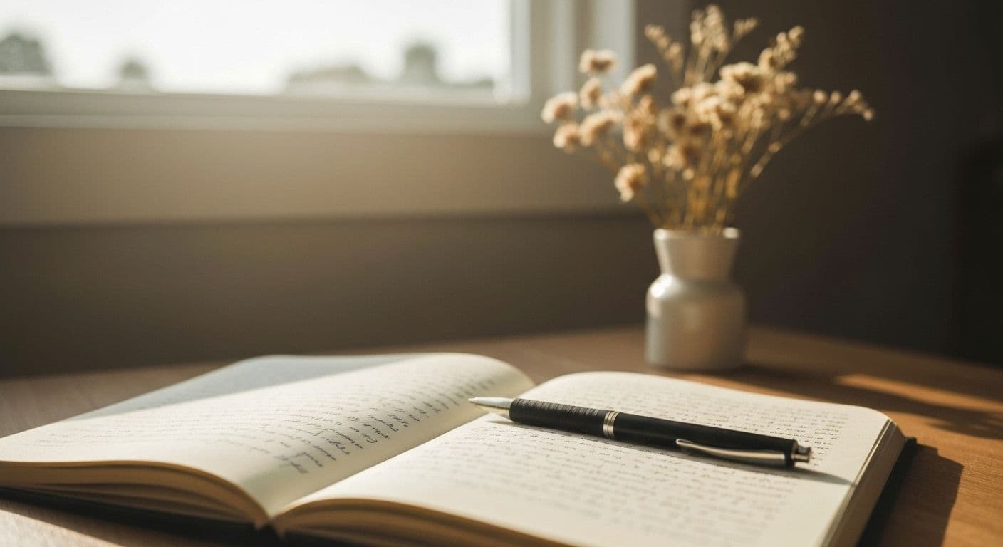 Person using grief writing prompts in notebook for emotional release and healing