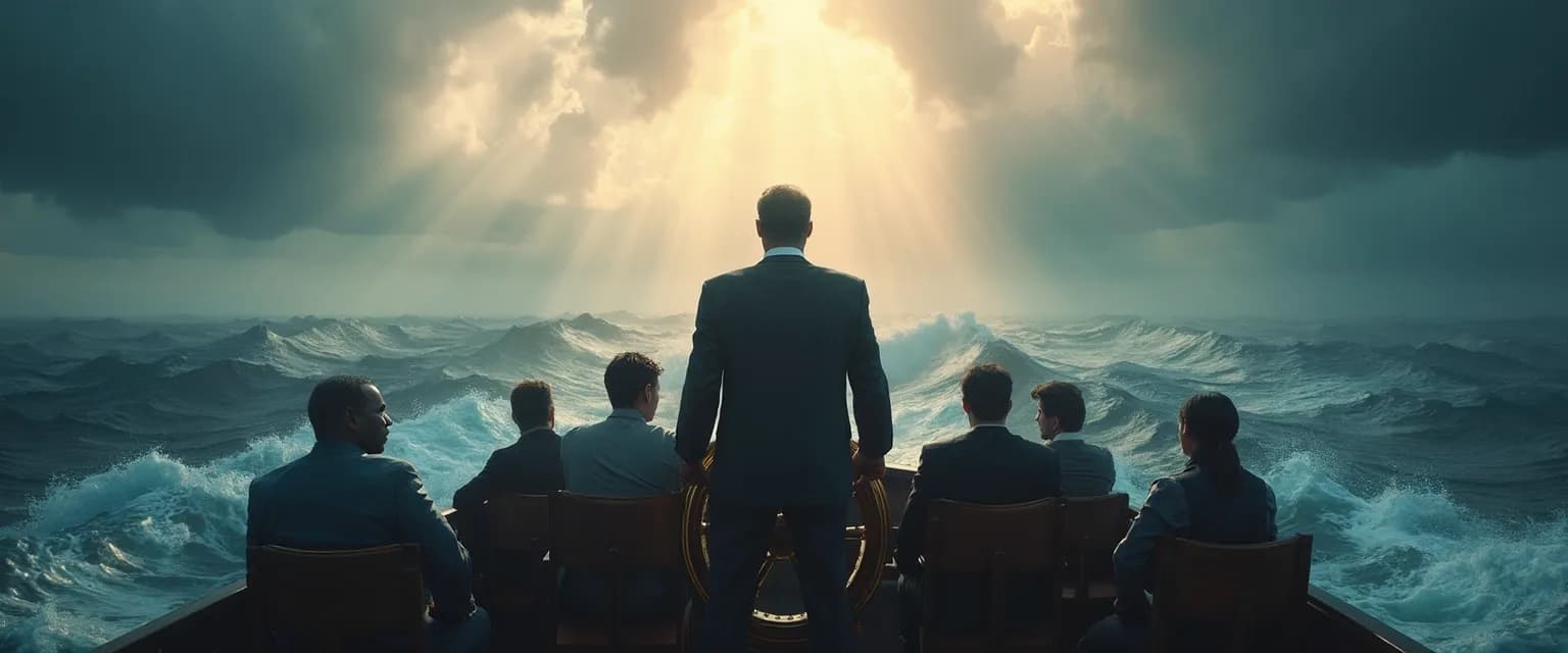 Team leader maintaining confidence during industry disruption through transparent communication