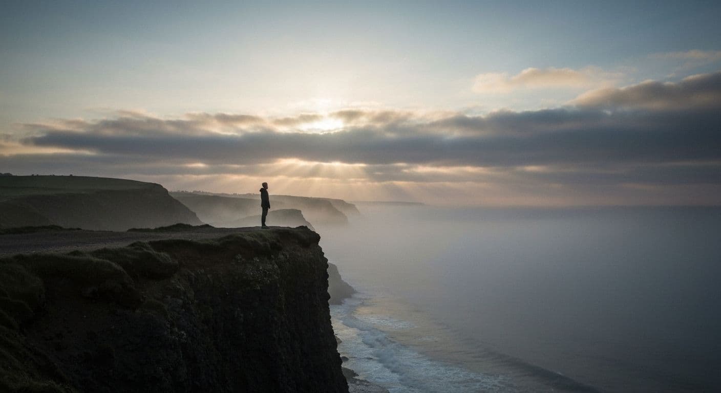 Person peacefully sitting with difficult emotions using David Whyte heartbreak philosophy