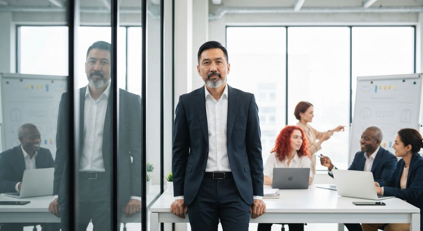 Self-aware leader practicing daily habits to improve self awareness in leadership and management with team members