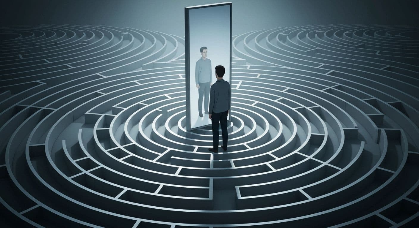 Person breaking free from circular pattern illustrating self discovery and self awareness working together