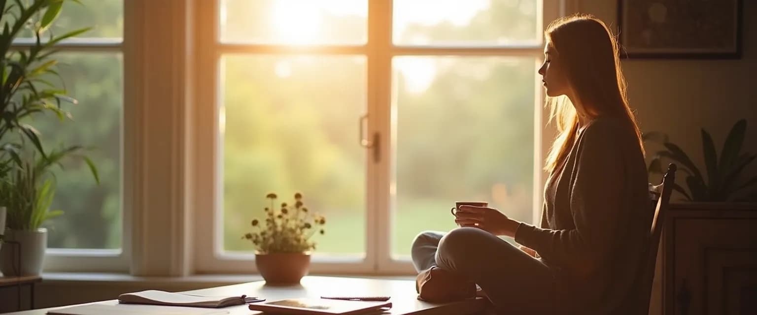 Person performing morning rituals to clear a cluttered mind before work