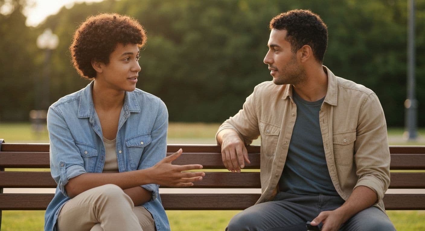 Two friends having an honest conversation demonstrating a self awareness in building strong friendships