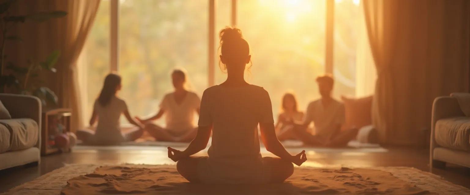 Parent practicing spiritual self-awareness exercise with child