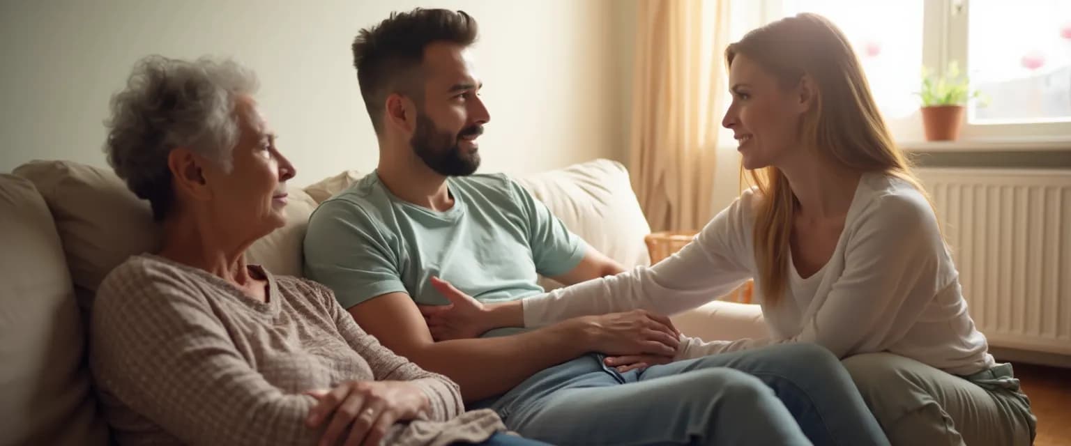 Family using the emotional intelligence techniques to resolve conflict peacefully