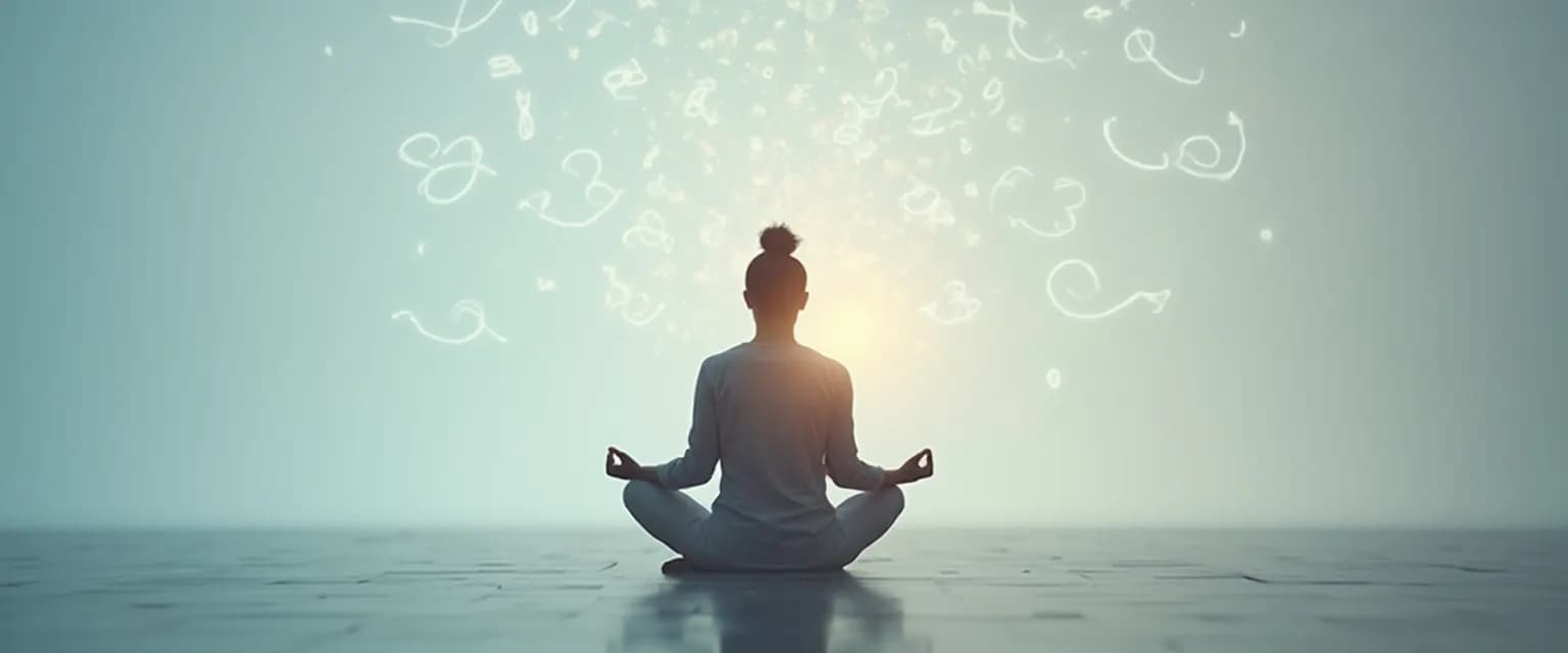 Person practicing self-awareness and mental health techniques while experiencing racing thoughts