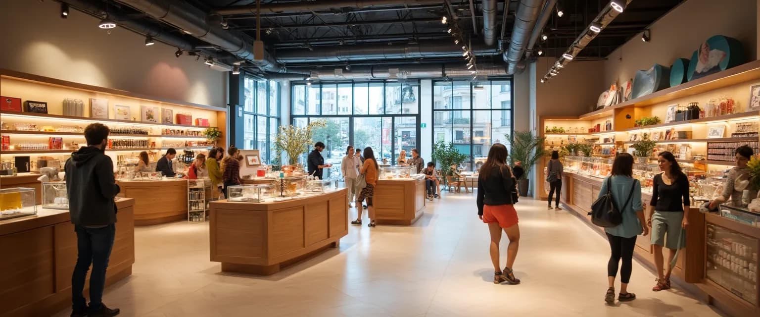 Happy store layout with mood-boosting design elements that increase customer dwell time