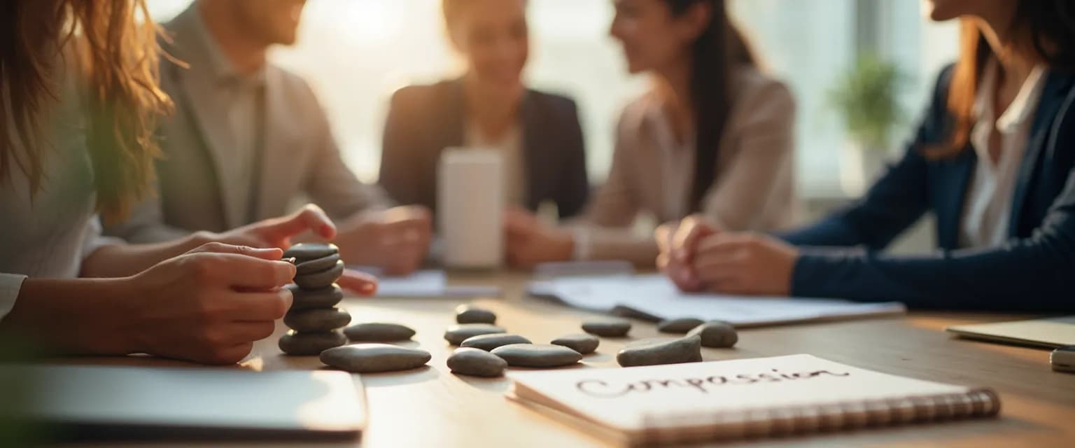 Professional using compassionate mind practices to improve workplace relationships