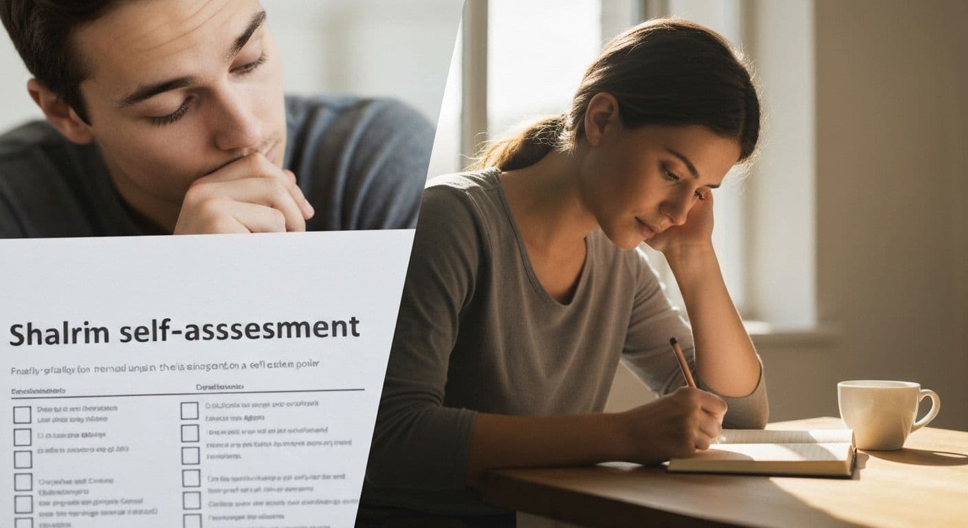 Person reflecting on self-awareness assessment results using daily mindfulness techniques