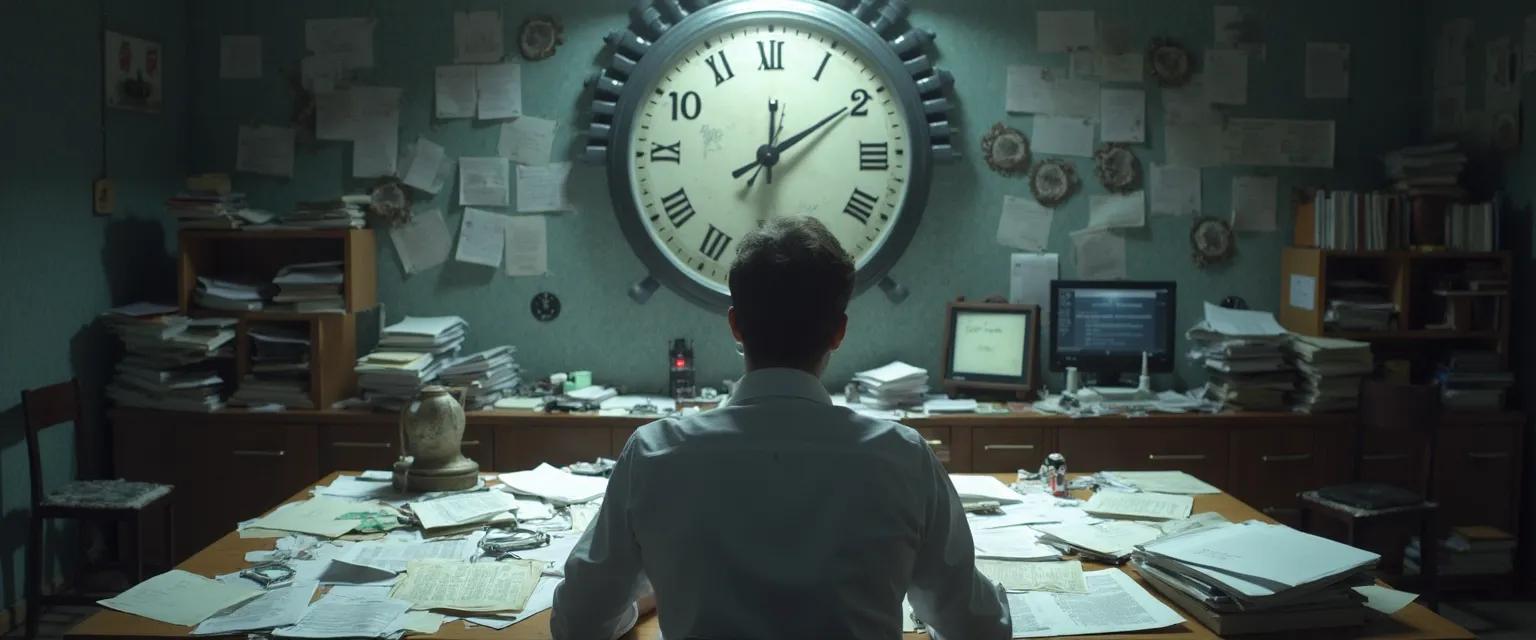 Academic researcher overcoming procrastination during research activities at their desk