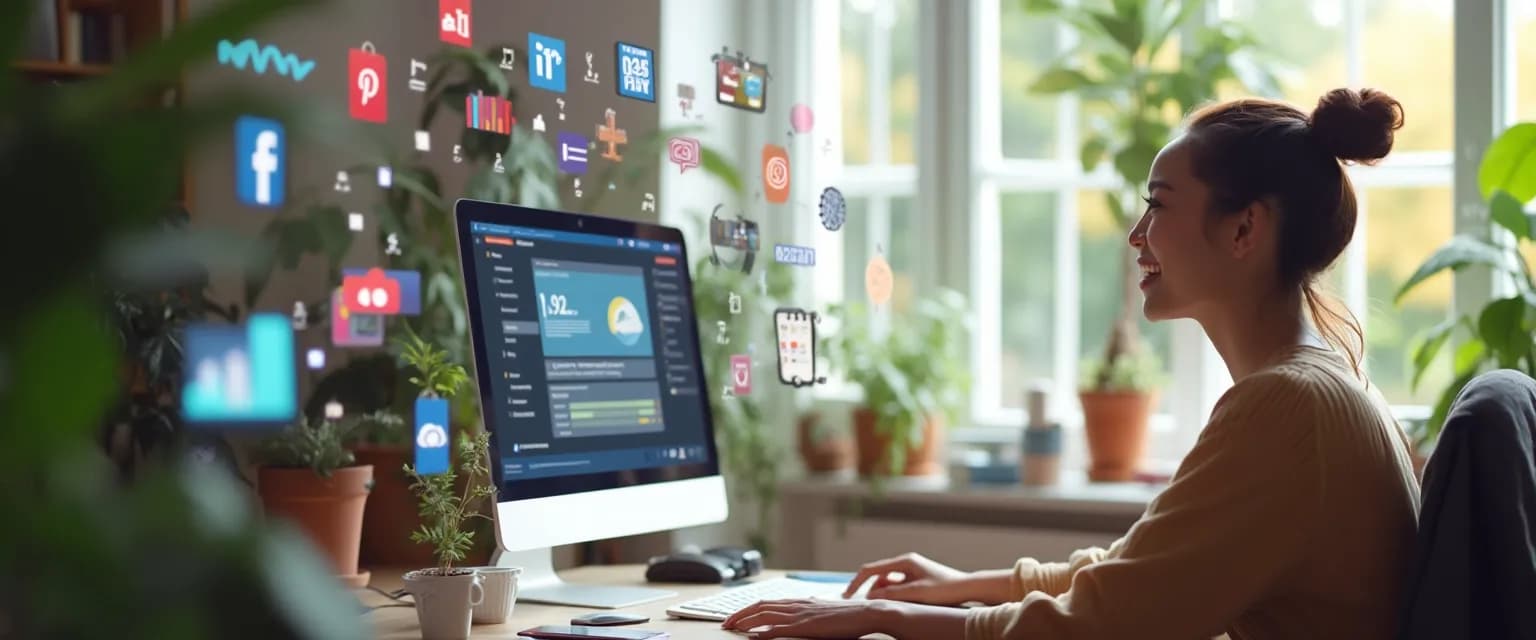 Marketing professional confidently creating digital storytelling content for social media campaigns