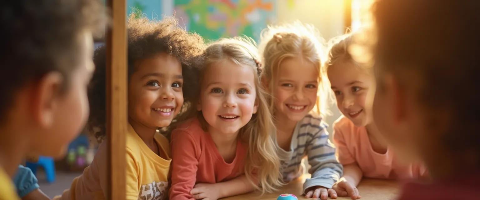 Parent helping child explain self-awareness through mirror activity