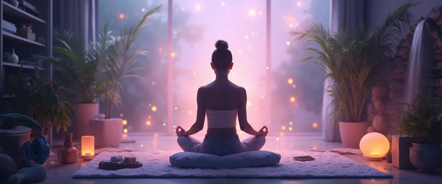 Person experiencing enhanced Jason Stephenson healing meditation with environmental modifications