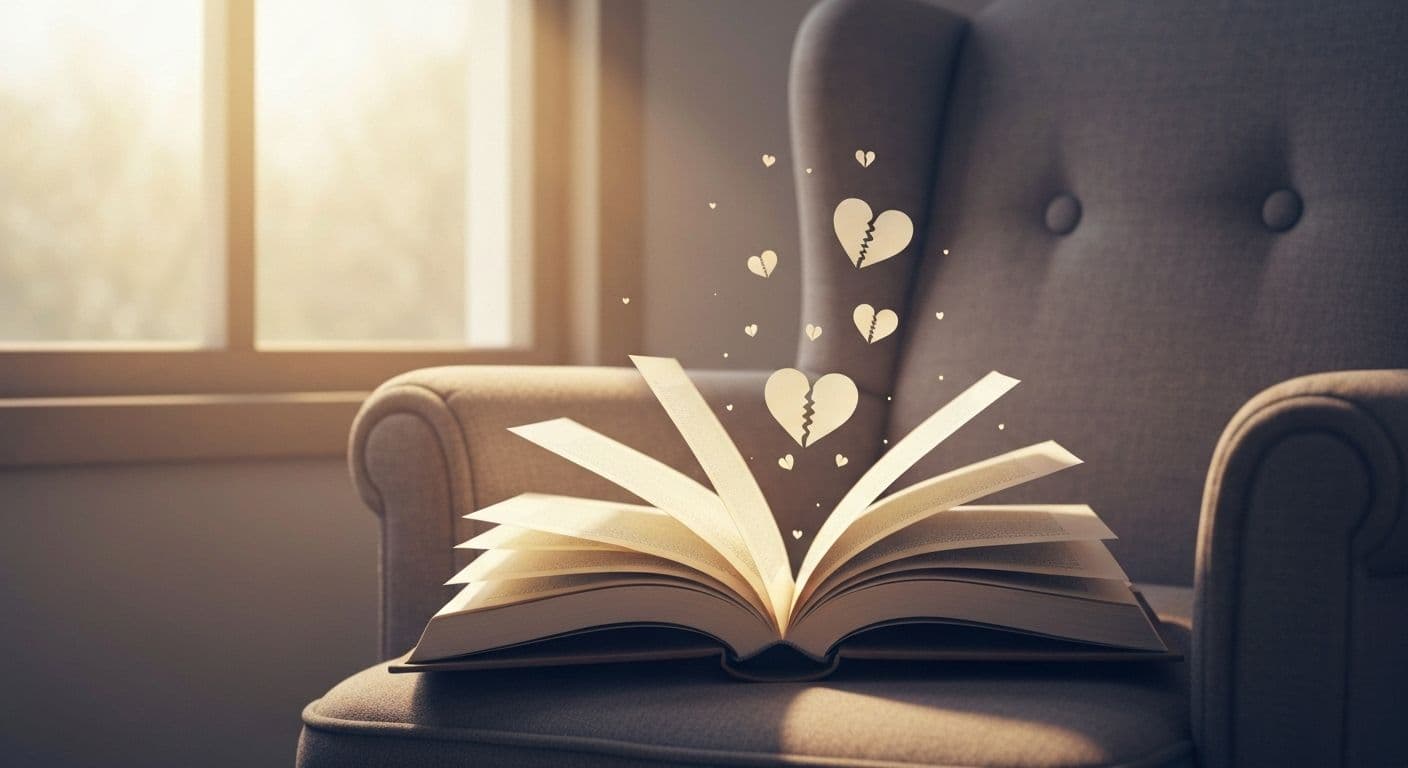 Person reading short stories about heartbreak for emotional healing and recovery